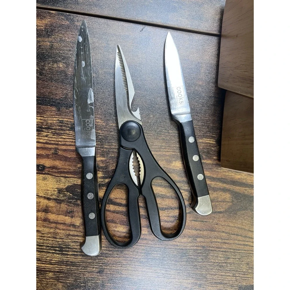 Vintage Cooks JC Penny Wooden Knife Block Set 13 Piece